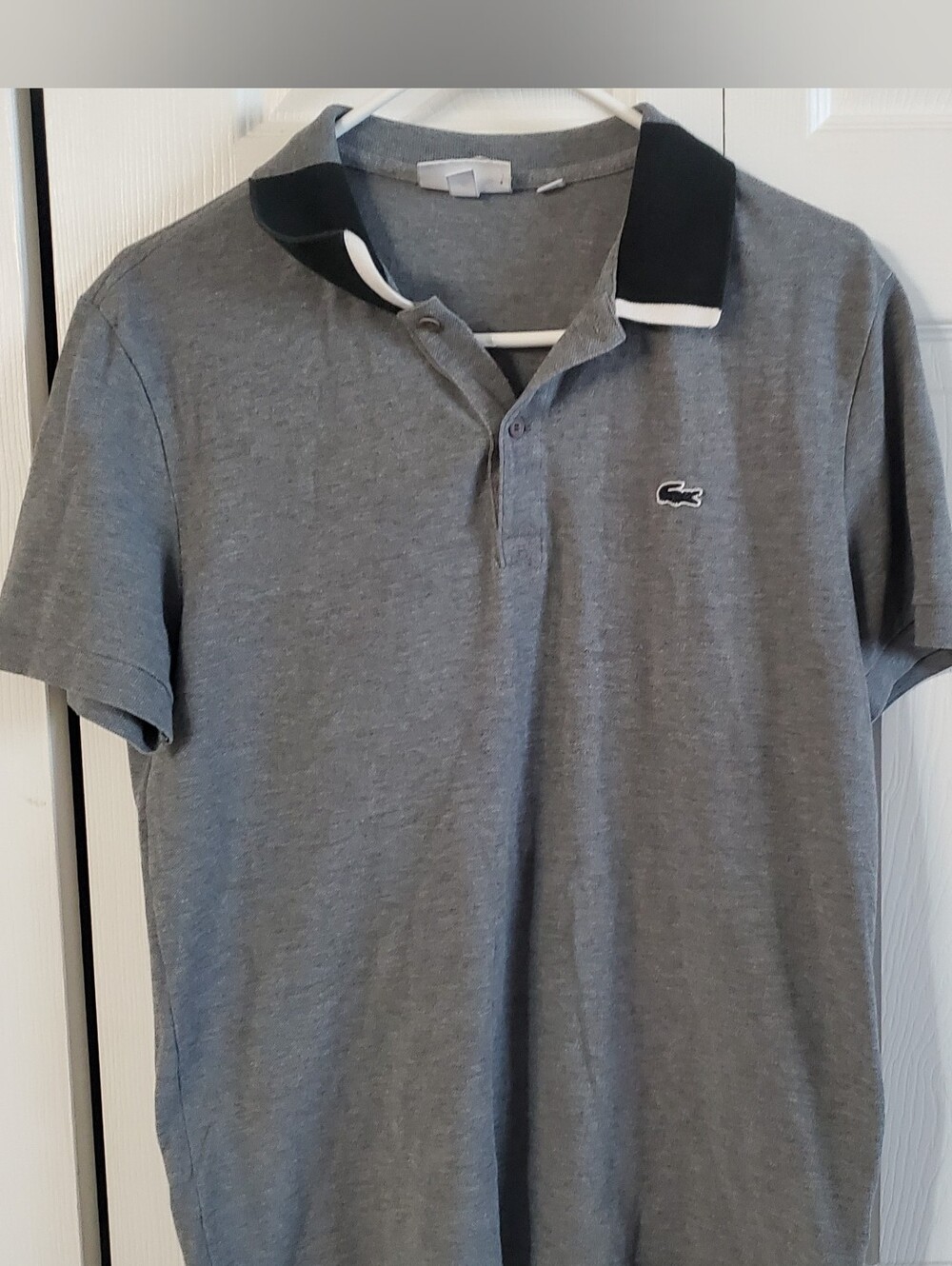 LACOSTE REGULAR FIT MED POLO GREY SHORT SLEEVES